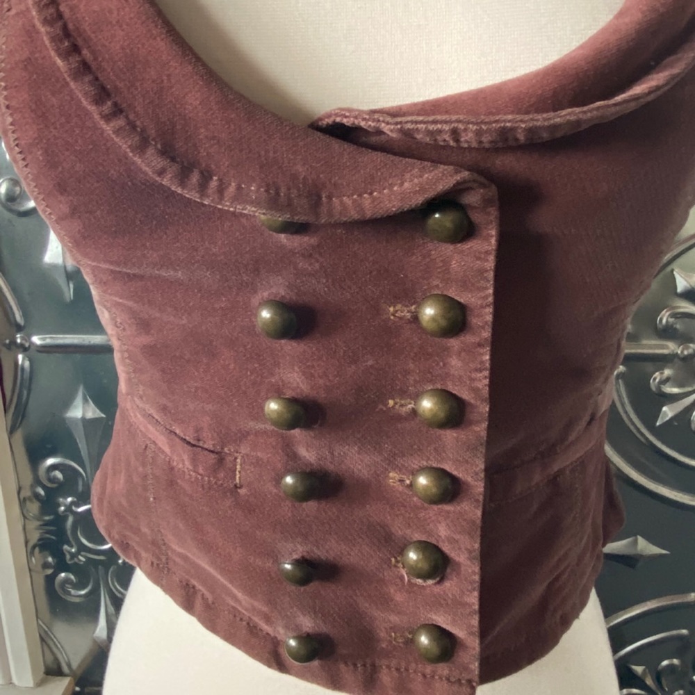 FREE PEOPLE *RARE* Velvet Vest w/ brass buttons